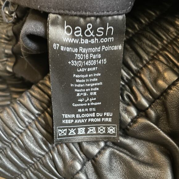 ba&sh Black Button-Front Genuine Leather Skirt - Picture 12 of 15